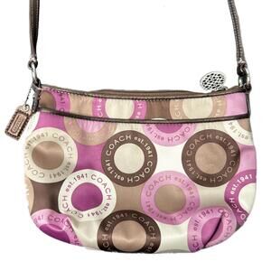 Coach C Logo Purple Authentic Crossbody Purse Satchel Clutch Handbag RARE UNIQUE